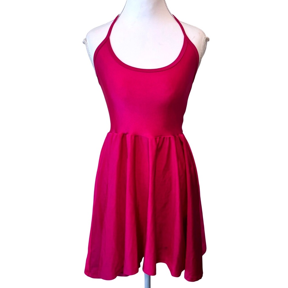American Apparel Disco Mini Skater Dress Pink Halter Grunge Indie Sleaze Y2K M